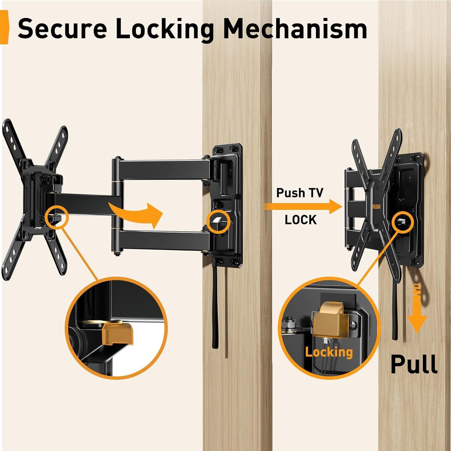 Detalle 2 de Perlegear Lockable RV TV Mount PGLRVF2 for 13–43 inch TVs up to 44 lbs