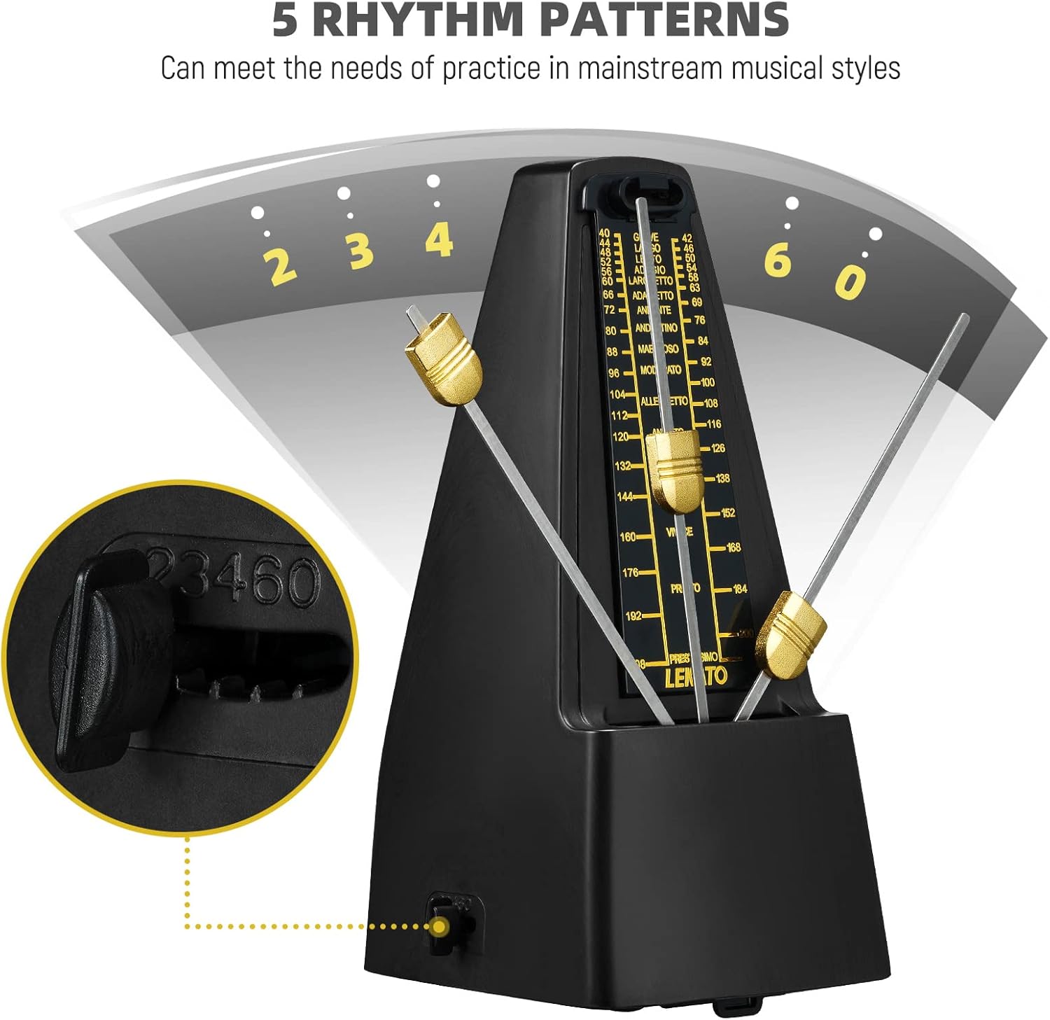 Detalle de LEKATO Mechanical Metronome — 1 tempo ⏱