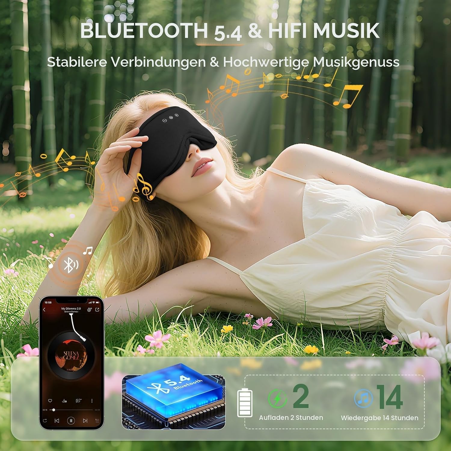 Thumbnail 4 de MUSICOZY Bambus-Baumwolle Schlafmaske Bluetooth 14h