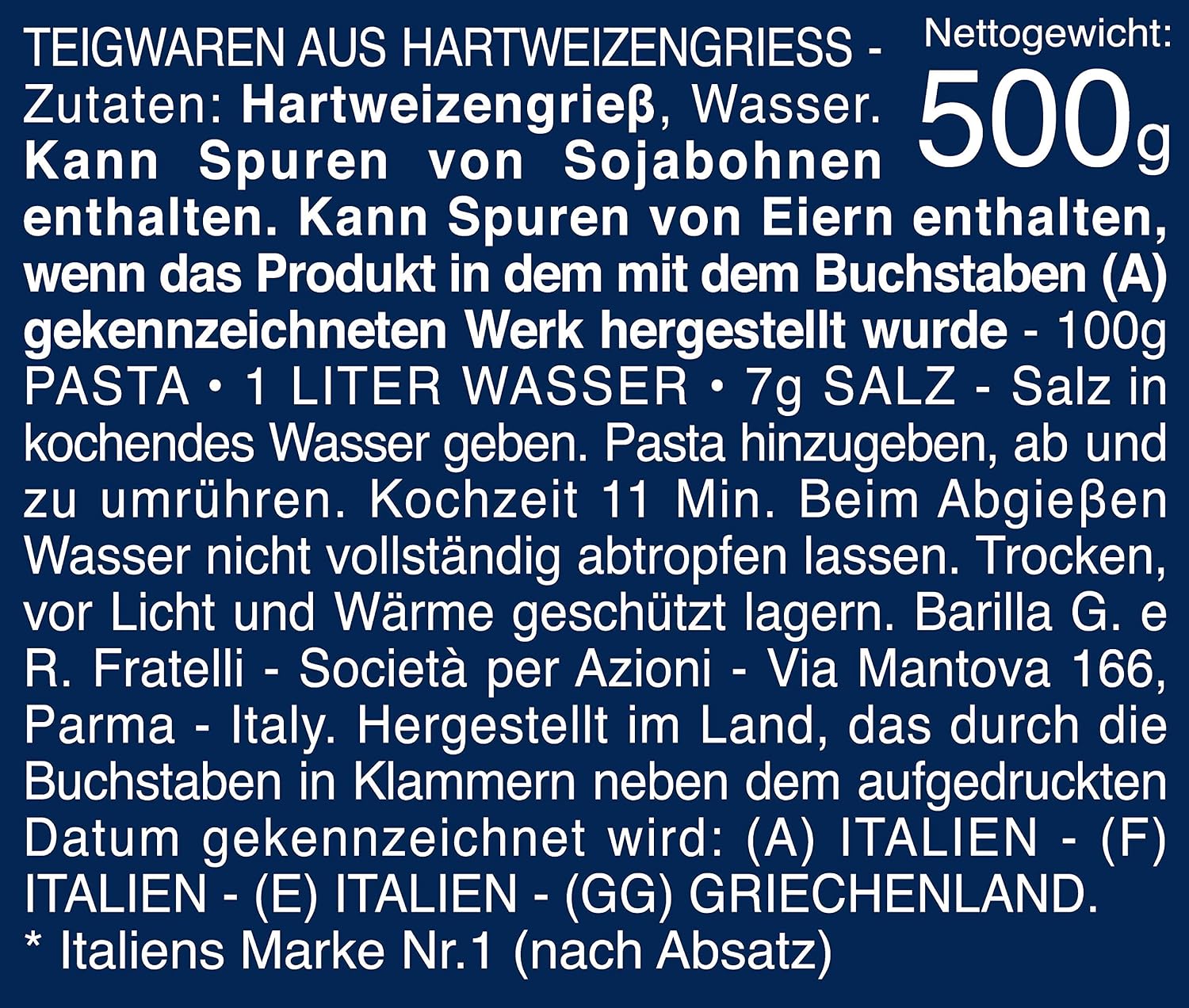 Detalle de Barilla Pasta Nudeln Fusilli n.98 – 5 x 500 g aus Hartweizen, al dente