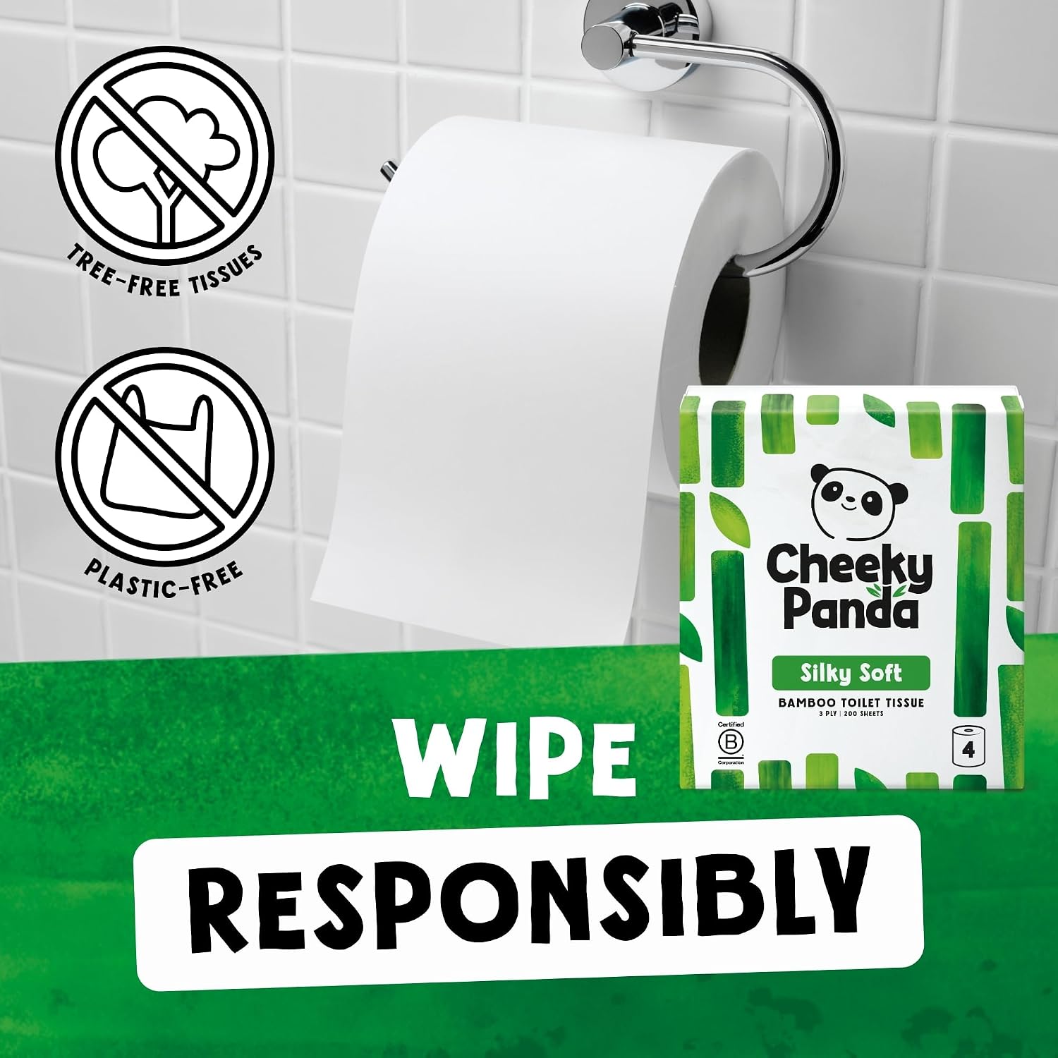 Detalle 2 de The Cheeky Panda toalettpapper i bambu, 3-lager och oparfymerat