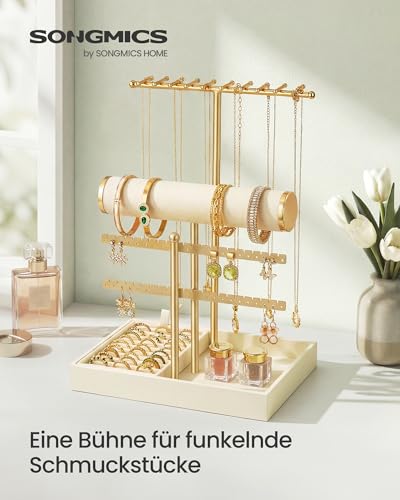 Thumbnail 1 de SONGMICS Schmuckhalter Schmuckständer 2 Armbandhalter, Ohrringhalterung, Halskettenhalter, Tablett & Ringhalter – Eleganter Organizer mit abnehmbarem Ringhalter