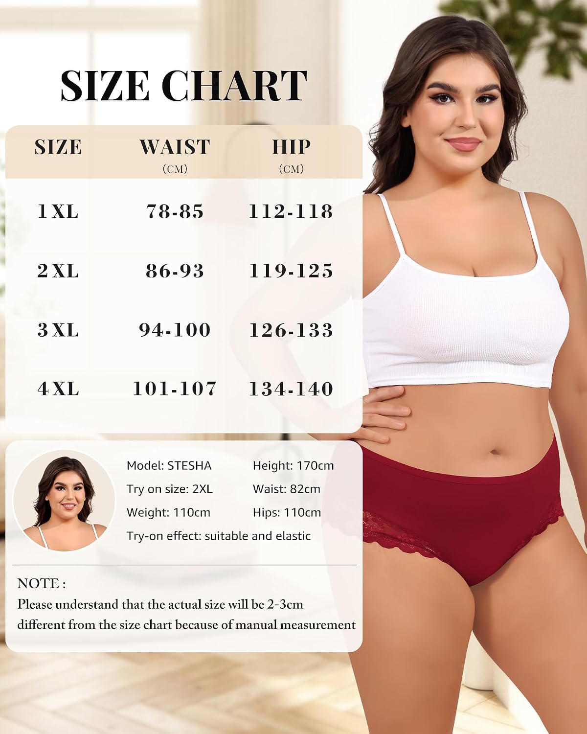 Detalle de Levao culotte grande taille coton 6 lots