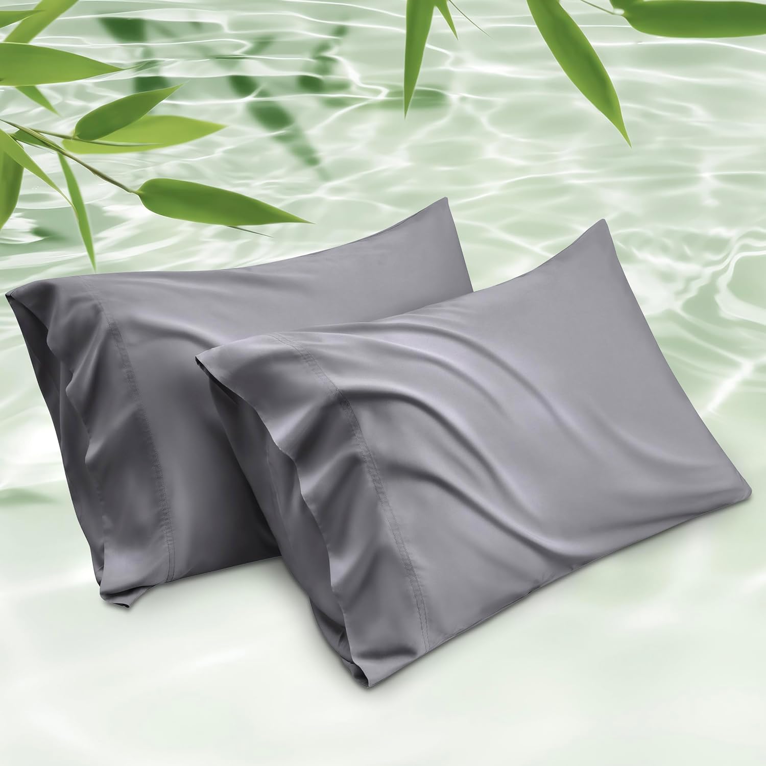 Detalle de Bedsure PureWoven Queen Pillowcases, Bamboo-Derived Rayon, Set of 2