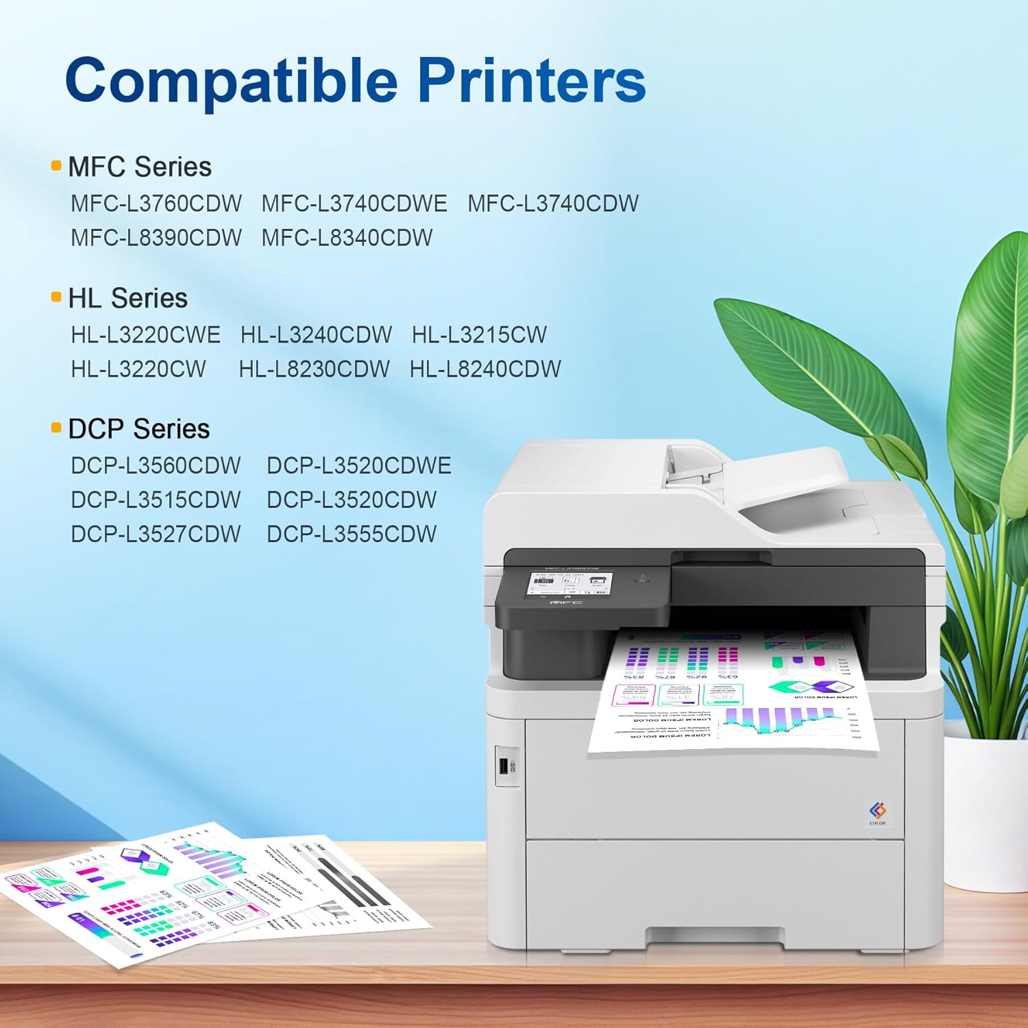 Detalle de Denvoer TN248XL Toner Cartridges – 4 Colour Pack for Brother HL-L3220/C/DCP-L3560/CDW Series