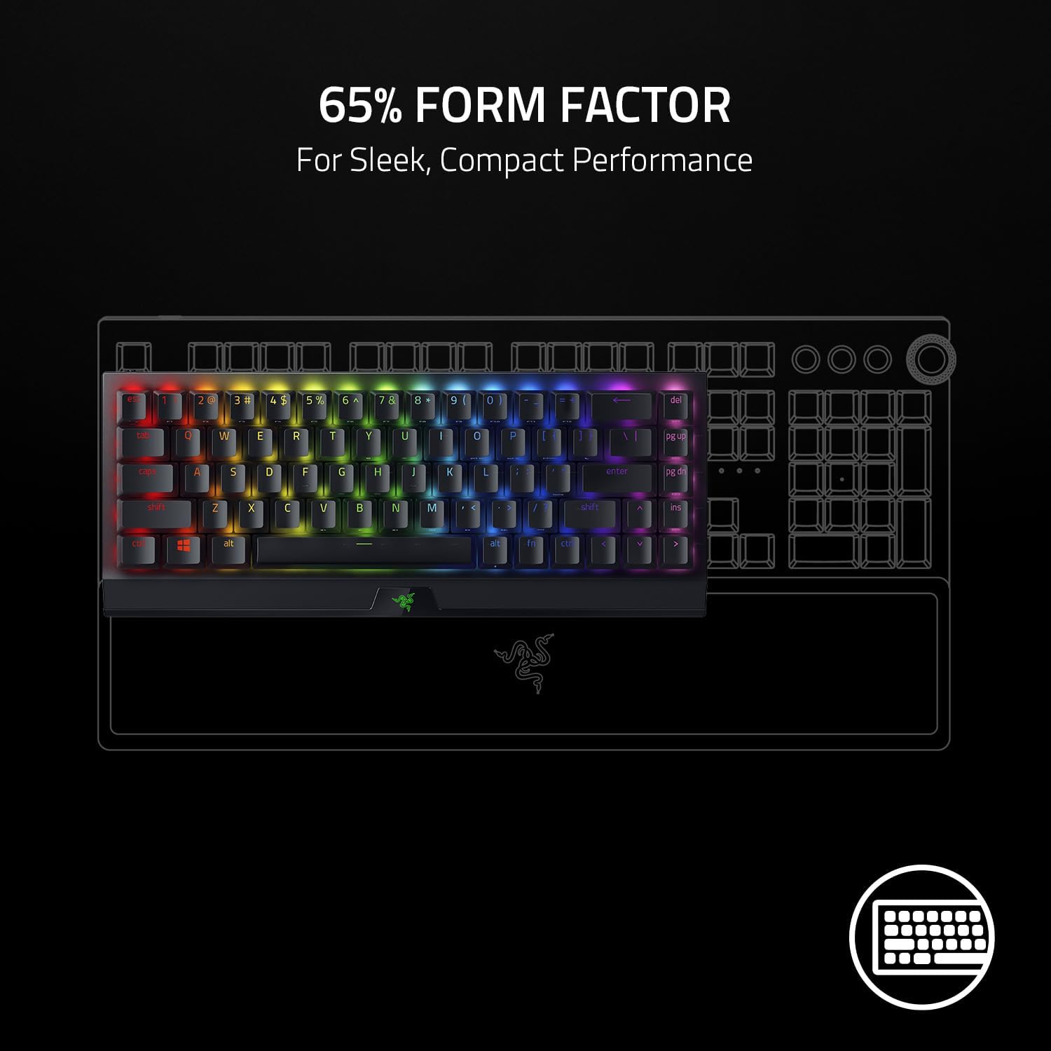 Thumbnail 1 de Razer BlackWidow V3 Mini HyperSpeed (Yellow Switch) – 65% Wireless Mechanical Keyboard
