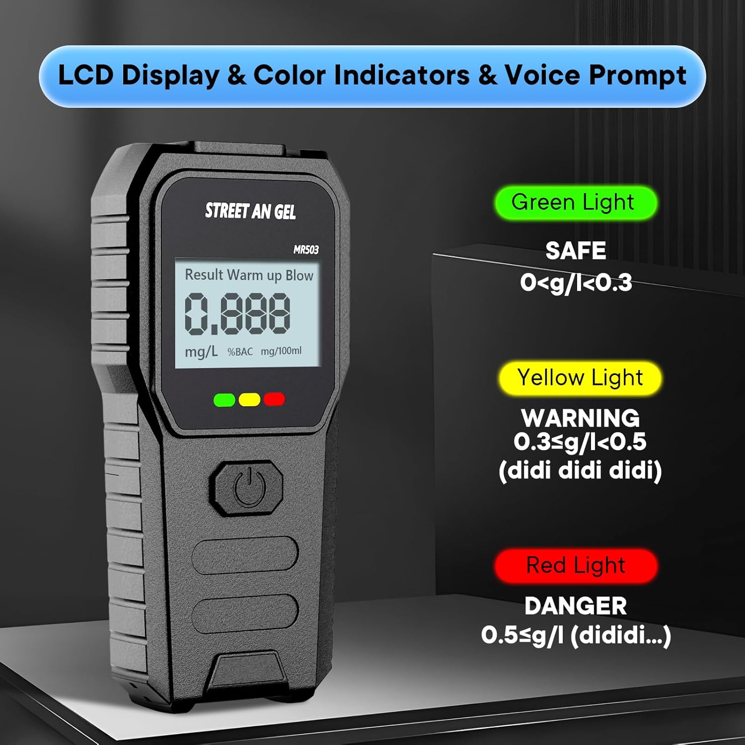 Detalle 2 de Etilometro Portatile Certificato con Display LCD e 10 Bocchini – Precisione di Grado