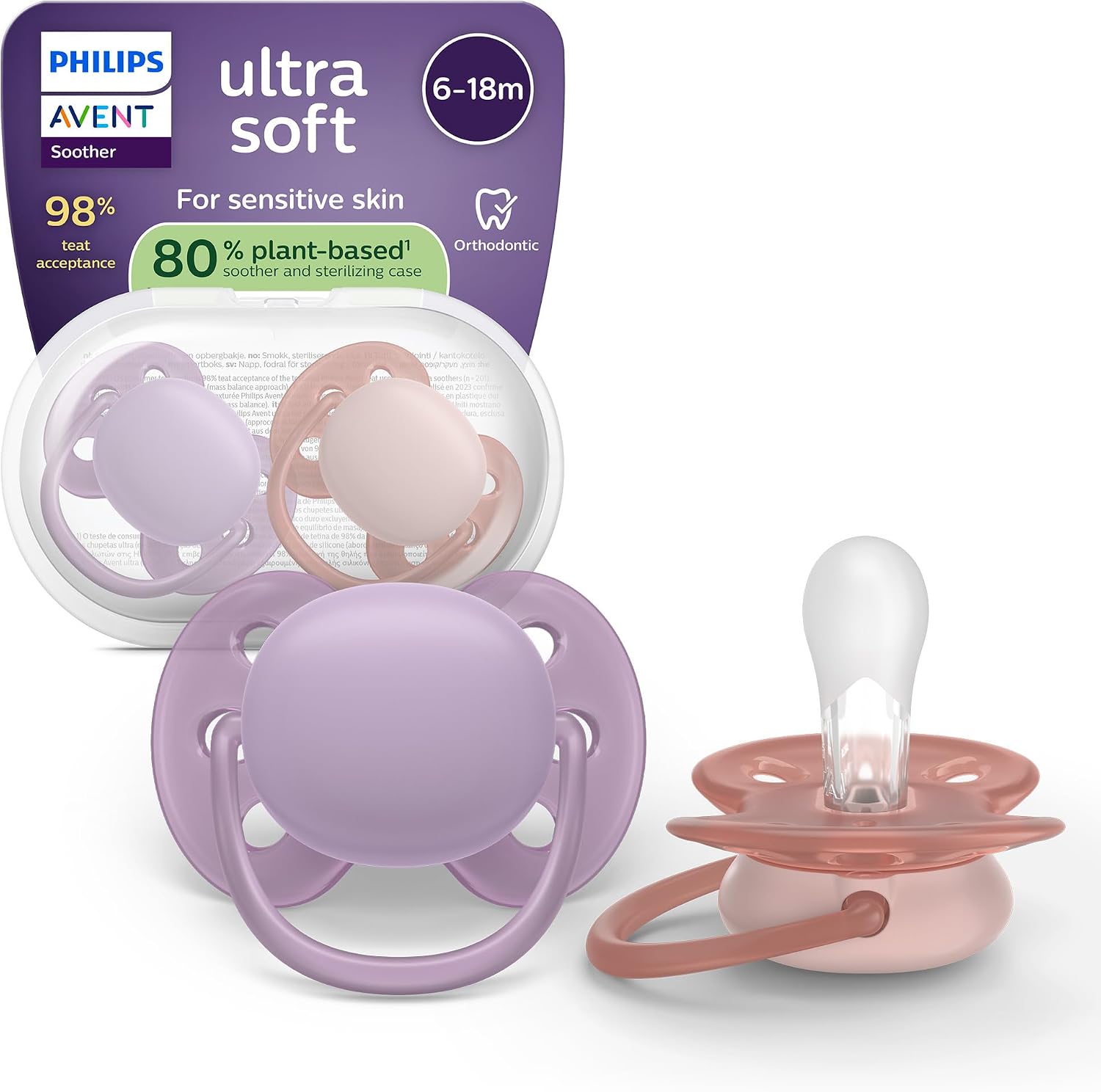 Detalle de Philips Avent Ultra Soft SCF091/52 fopspenen, 6-18 maanden, siliconen