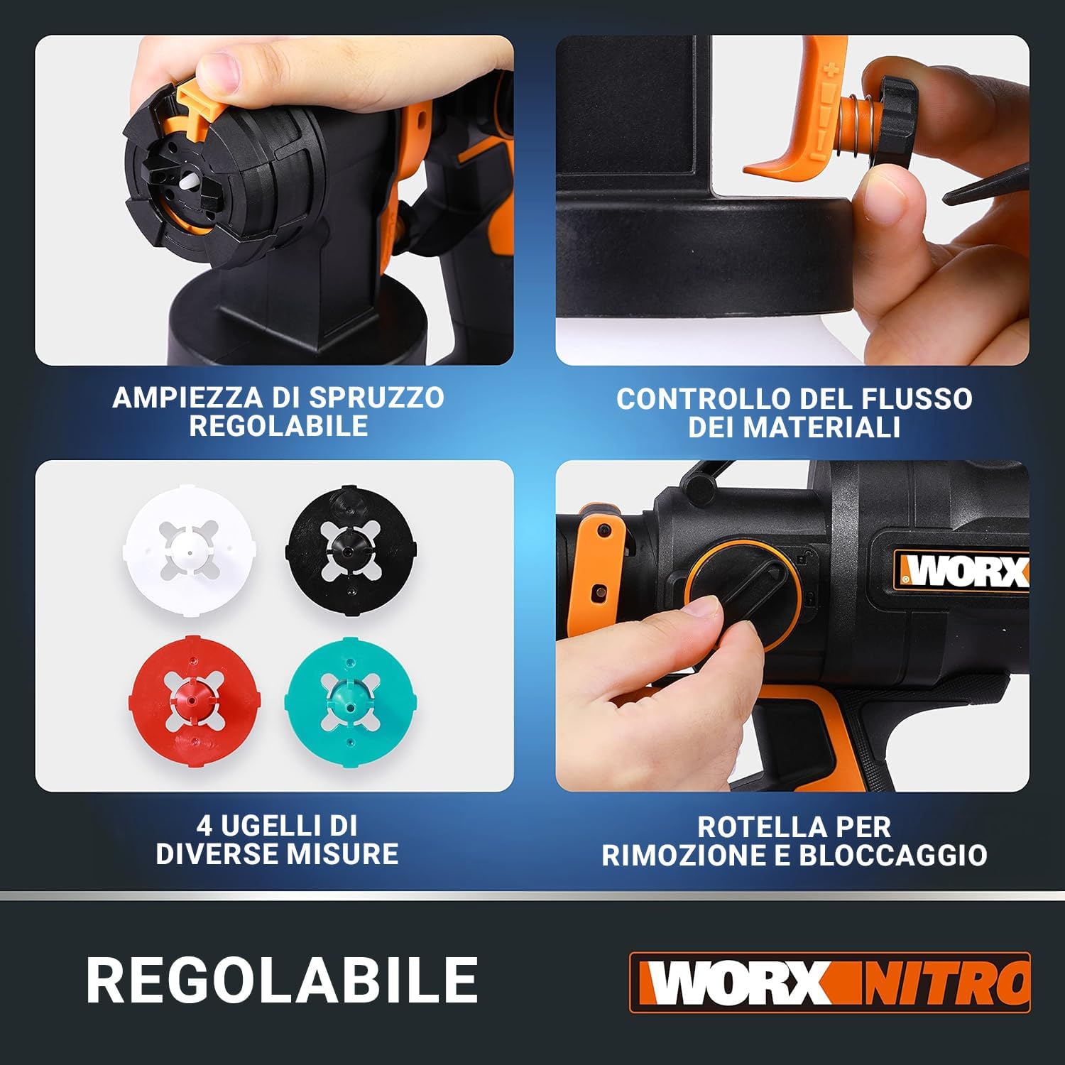 Thumbnail 6 de WORX WX020.9 spruzzatore per vernice HVLP senza fili 18 V (20 V MAX) – nero