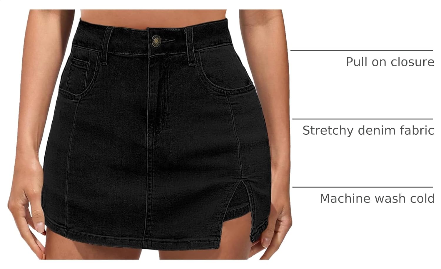 Thumbnail 3 de Vetinee Jean Skorts for Women: High-Waisted Denim Skort with Shorts and 5 Pockets