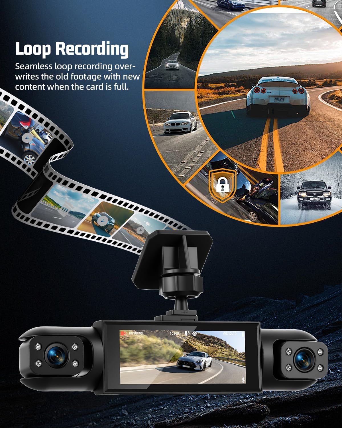 Thumbnail 4 de NHOPEEW dash cam 360 4 cámaras 1080p