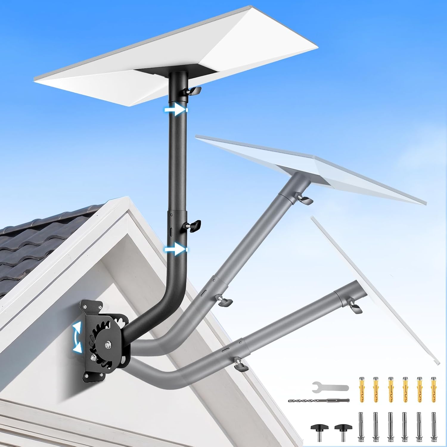 Detalle de Starlink Mount with Extension-Adjust Angle Without Disassembly | Gen 3 Roof/Wall Mount (Black)