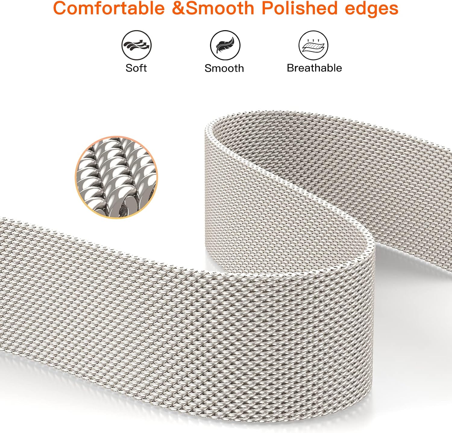 Detalle de Yoohoo stainless steel magnetic replacement straps for Fitbit Versa 3, Versa 4 & Sense 2 (Starlight)