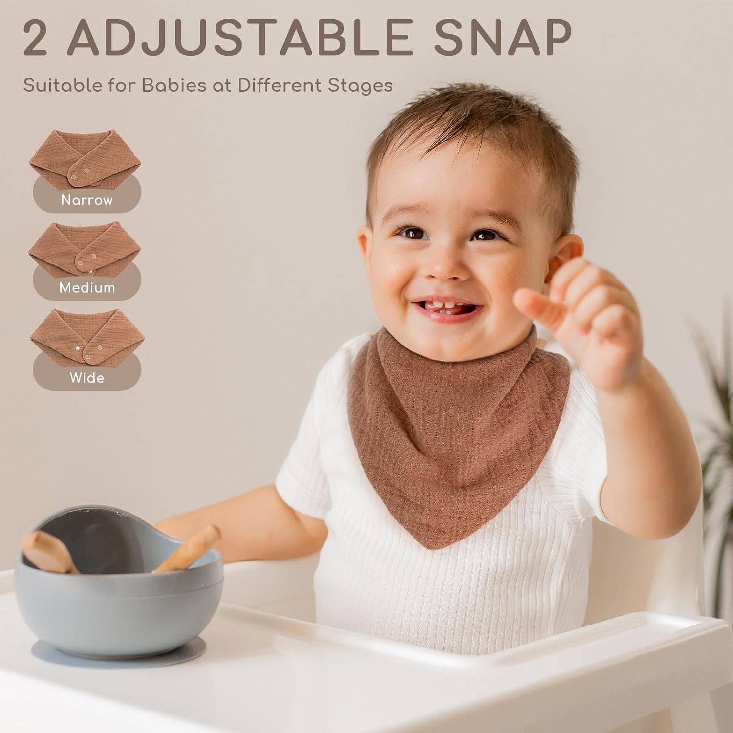 Thumbnail 3 de Yukkidds Baby Bibs 100% Muslin Cotton Dribble Bibs – 6 Pack (Pink & Khaki) for 0–36 Months