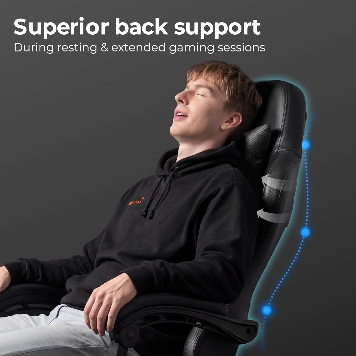 Detalle 2 de N-GEN GAMING NG2601A Gaming Chair with Footrest, Reclining Back, All Black