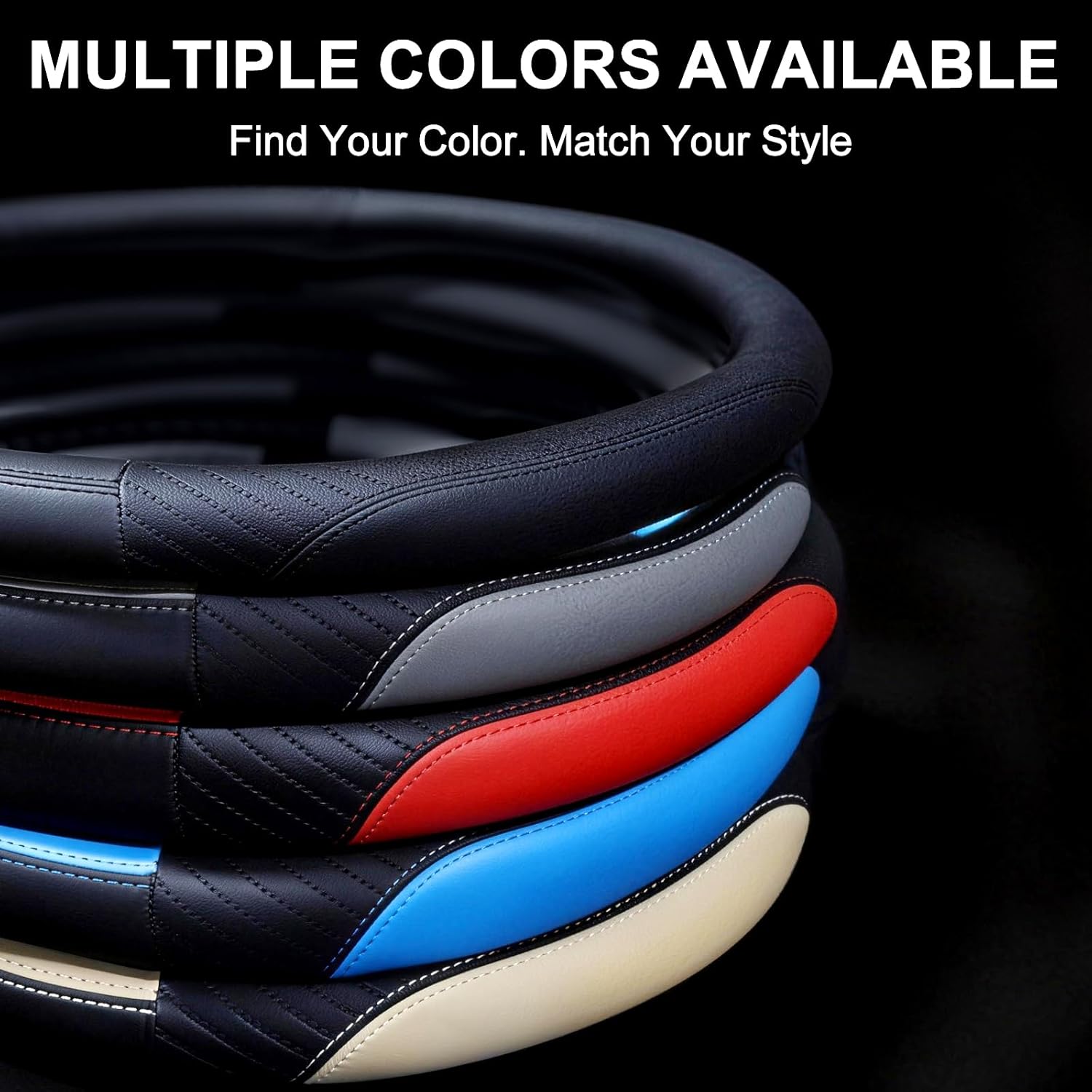 Thumbnail 6 de Universal Microfibre Leather Car Steering Wheel Cover (Soft, Anti-slip, Breathable) – 37–38cm / 14.5–15in, Grey