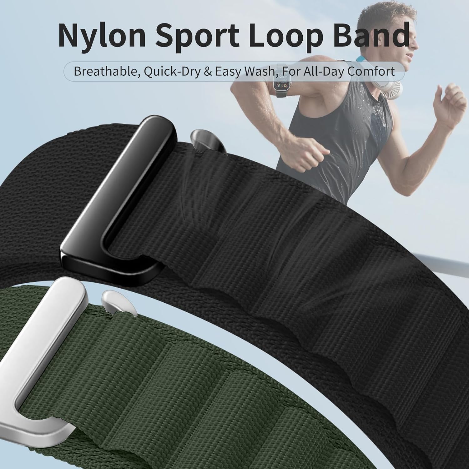 Detalle de Zspoly Apple Watch用ナイロンスポーツバンド 上腕・足首対応、Cフック式