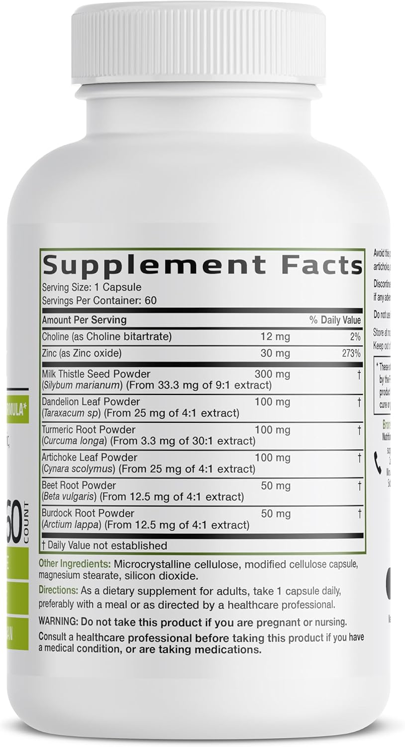 Detalle 2 de Bronson Liver Detox 60-Capsule Supplement with Milk Thistle and Turmeric