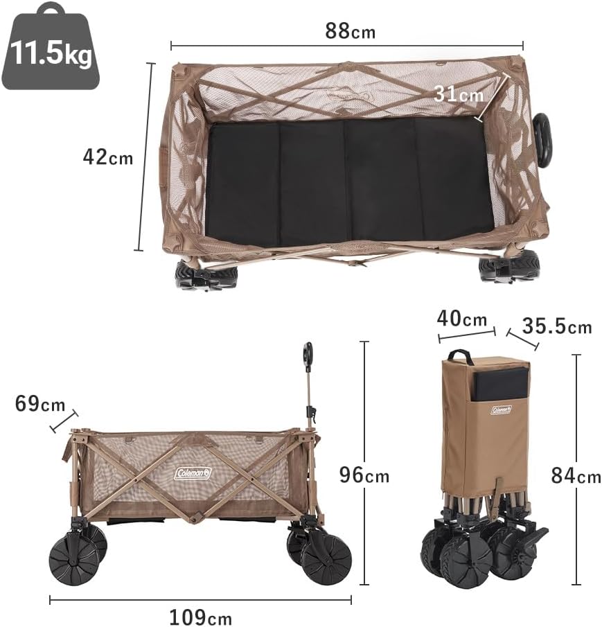Detalle de Coleman アウトドアワゴンマックス キャリーワゴン 幅広タイヤ・耐荷重100kg・自立収納