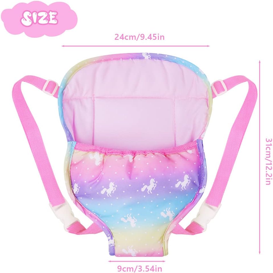 Detalle de Aolso Marsupio per bambole 18IN con spallacci regolabili per bambina (colori arcobaleno)