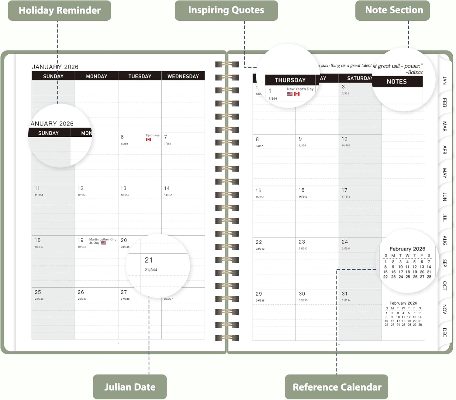 Detalle 2 de ROZZBY Agenda 2026 A5 Planner 6.3x8.5