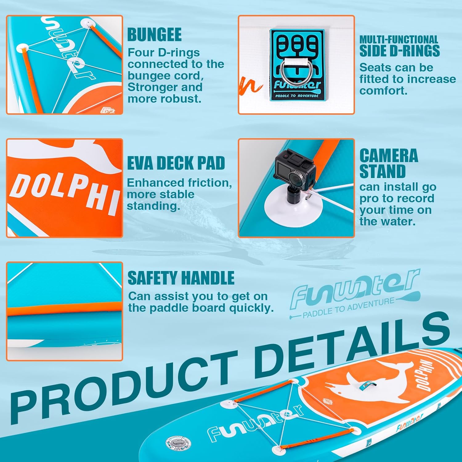 Detalle de FunWater Inflatable Stand Up Paddle Board with Premium Accessories — 11'6" / 11' / 10'6