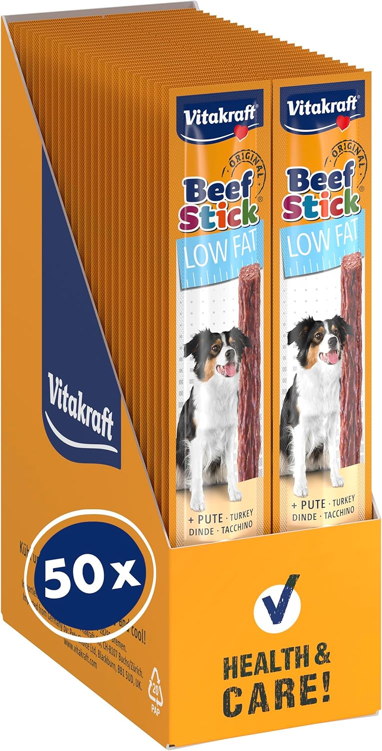 Vitakraft Beef Stick Low Fat – Hundeleckerli, 50x12 g, ohne Zuckerzusatz