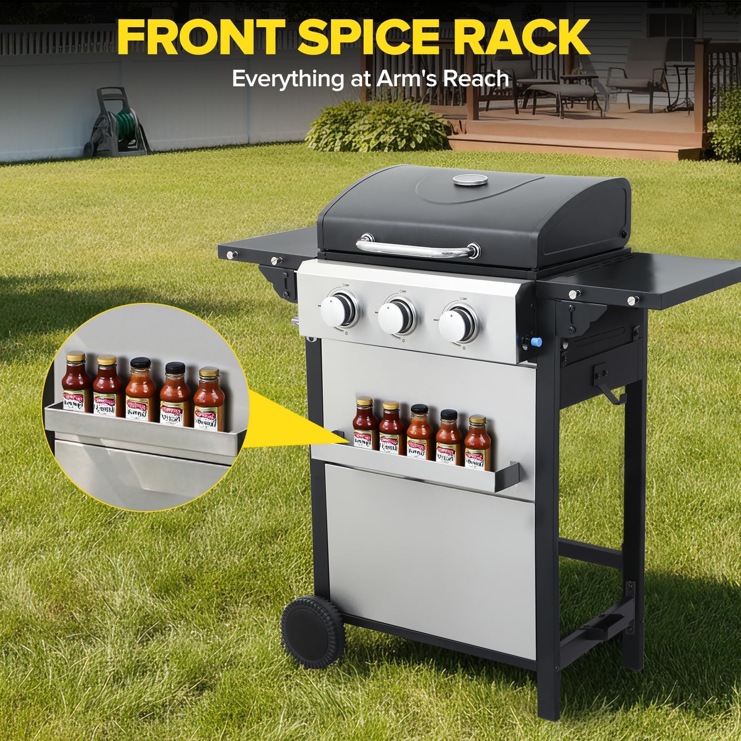 Detalle de IdeaMaxx propane grill, 322 sq. in. cooking area