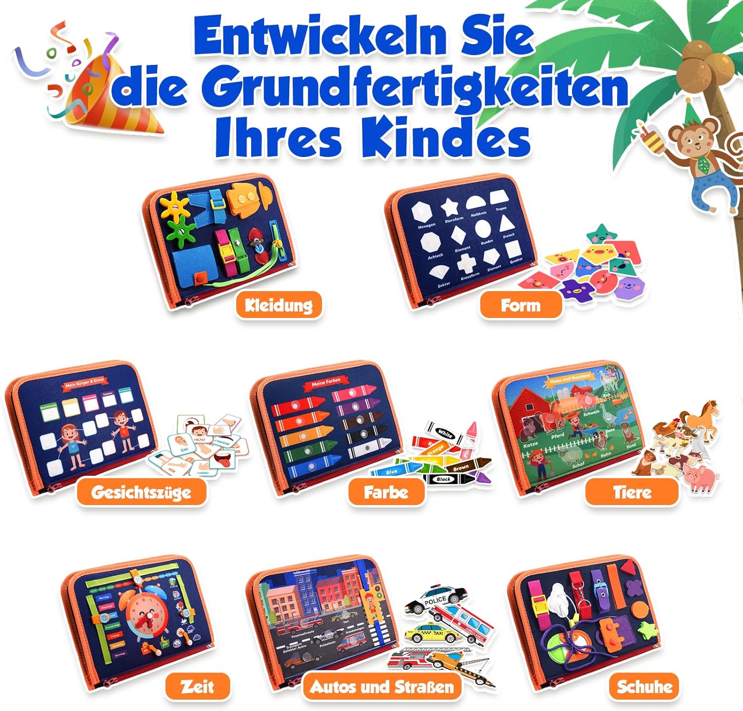 Detalle 2 de ZOOI Busy Board Montessori Spielzeug ab 1 Jahr