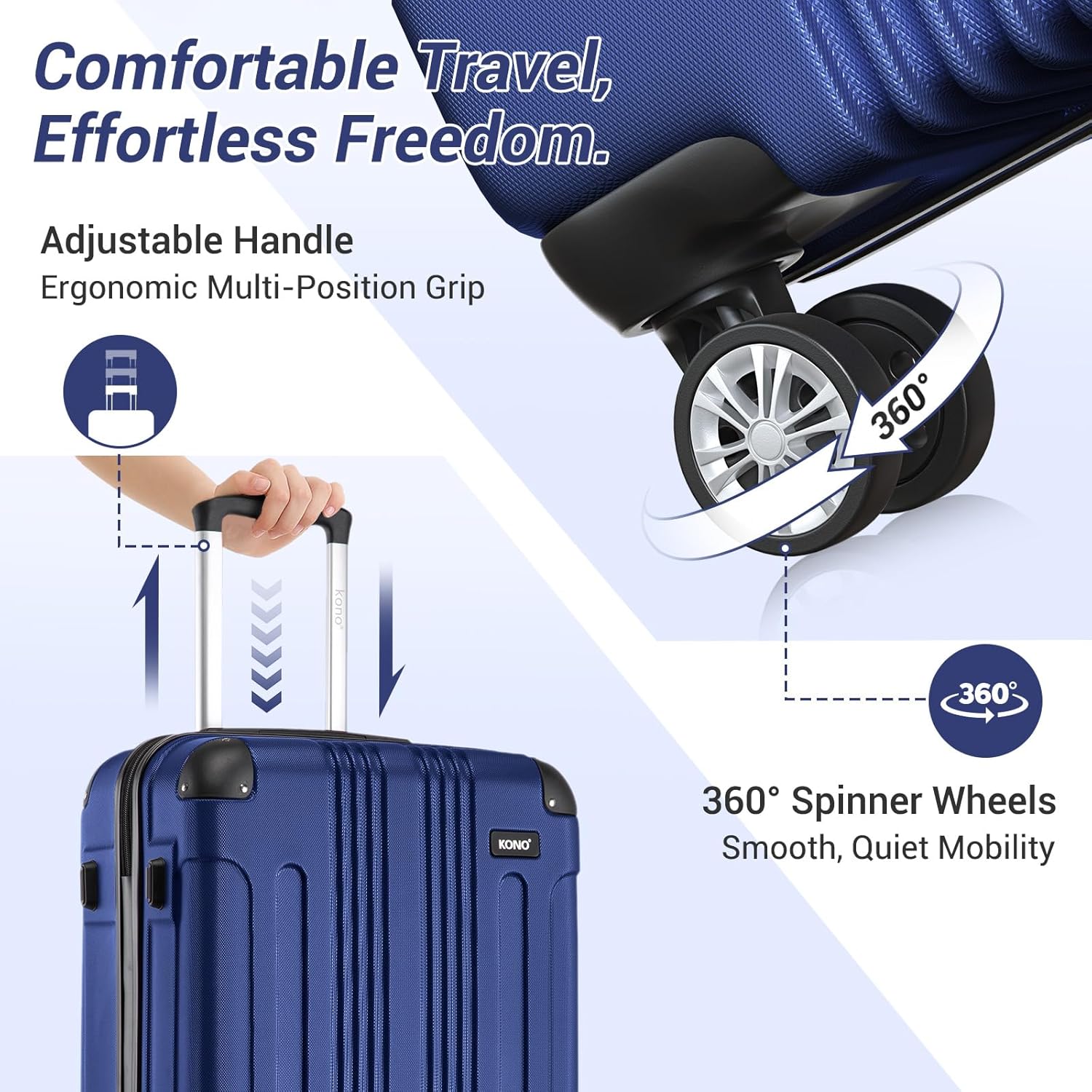 Thumbnail 4 de Kono 28 Inch Large Hard Shell Luggage: Durable ABS+PC Spinner Suitcase