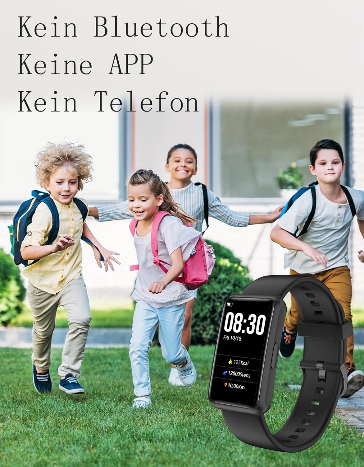 Detalle de HUAKUA Schrittzähler Uhr (1,47" Touch) ohne App & Smartphone – Fitness Tracker mit Schlafmonitor, Timer und IP68