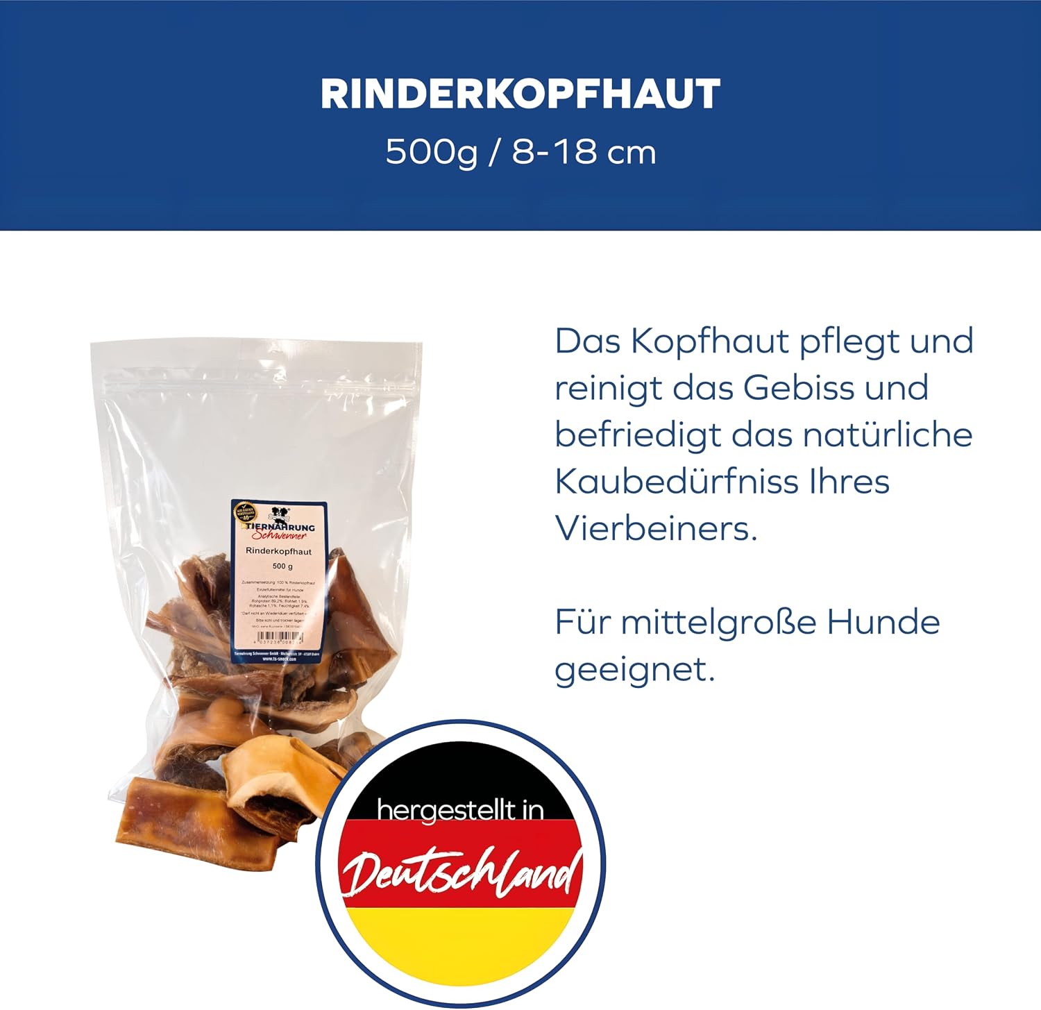 Detalle de Tiernahrung Schwenner Kurze Rinderkopfhaut 500g