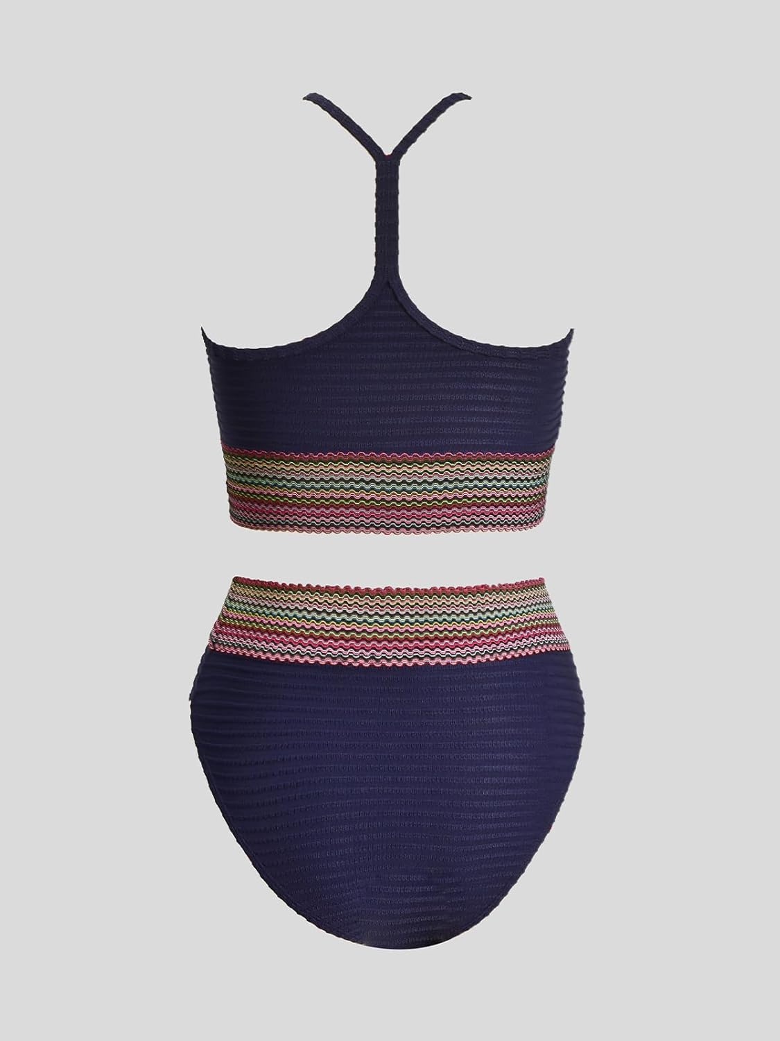 Thumbnail 5 de CUPSHE Ensemble bikini deux pièces pour femme – Taille haute, col en V et trou de serrure