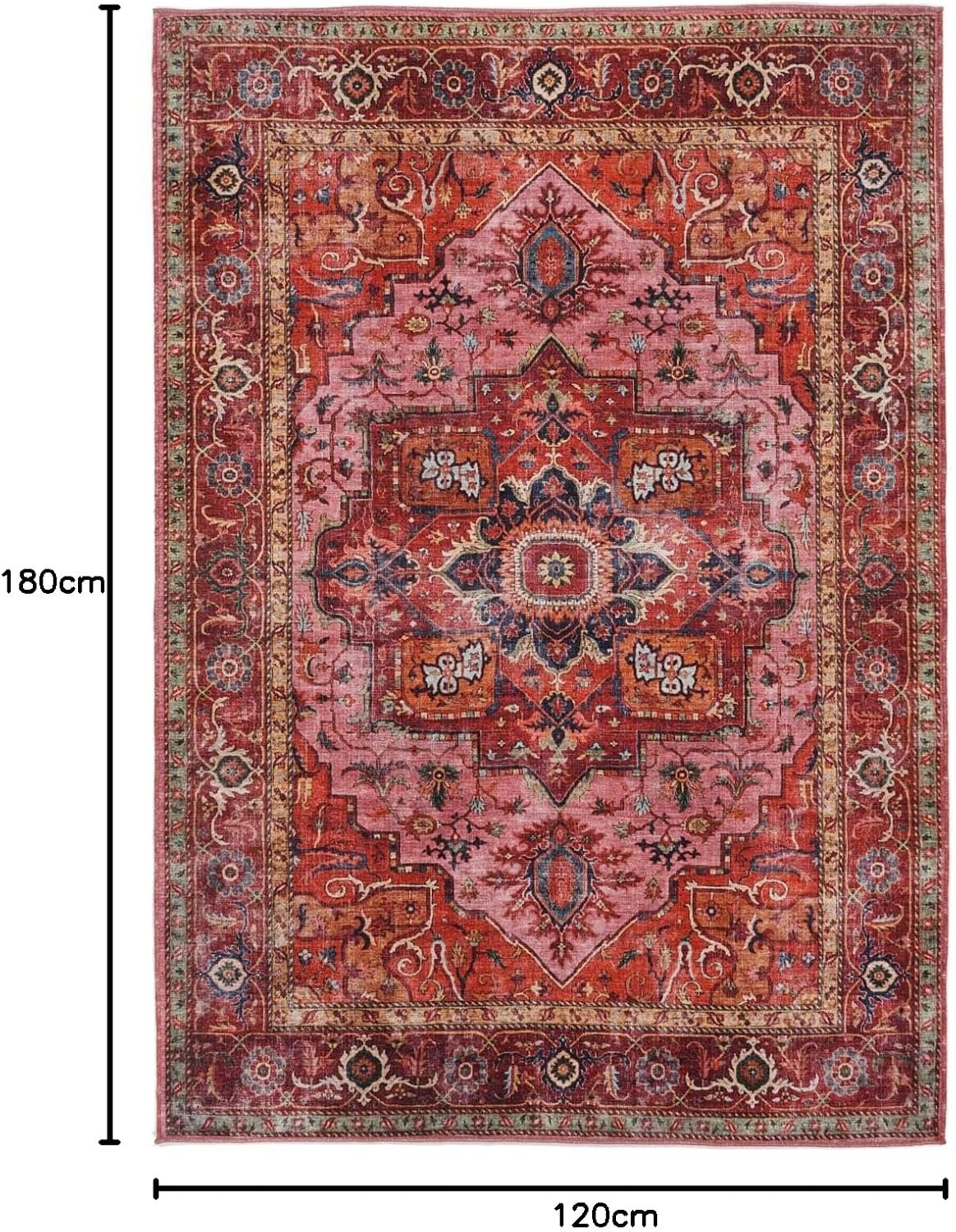 Detalle de RugVista Georgia Oriental vloerkleed 120 x 180 cm, rood-roze, laagpolig