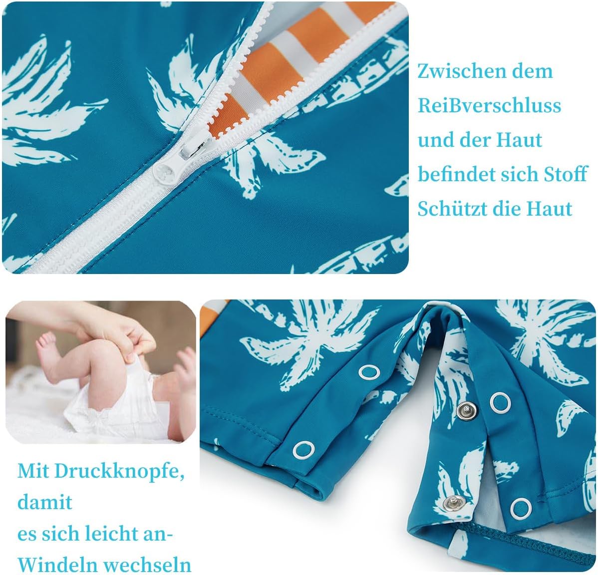 Detalle de UMELOK Baby Badeanzug mit Sonnenhut – UV-Schutz UPF 50+ für Baby Jungen