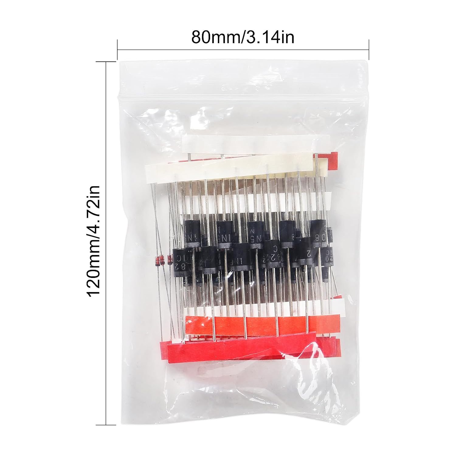 Thumbnail 4 de 8 Werte Sortiment: 1N4148, 1N4007, FR107, FR207, 1N5408, IN5408, IN5819, IN5822, IN5399 – 100-teiliges Gleichrichter- und Schottky-Dioden-Set
