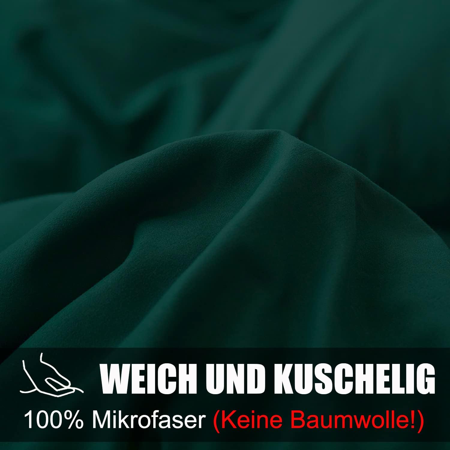 Thumbnail 1 de Soifox Bettwäsche 200x220 Grün – Mikrofaser 2-teilige Set mit Reißverschluss, waschbar bis 60 °C