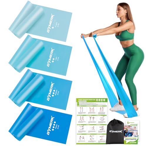 Detalle de GYMERK Fitnessbänder Set 4er, 2M – Widerstandsbänder inklusive Übungsposter