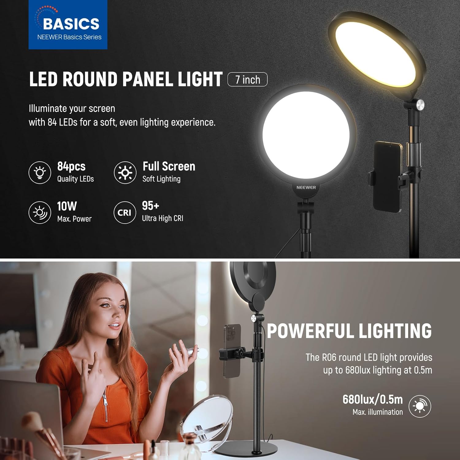 Thumbnail 3 de NEEWER Basics 2 Pack 7" Desktop Ring Lights (R06) for Video Recording
