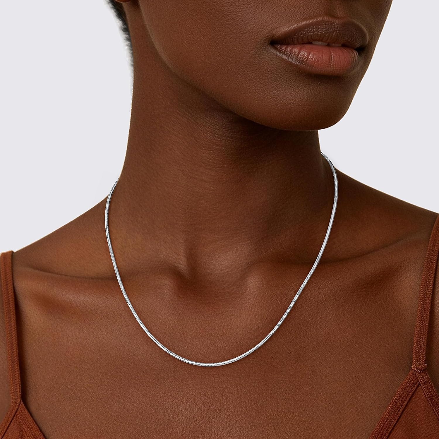 Detalle de Girluky Snake Chain Necklace, 925 Sterling Silver