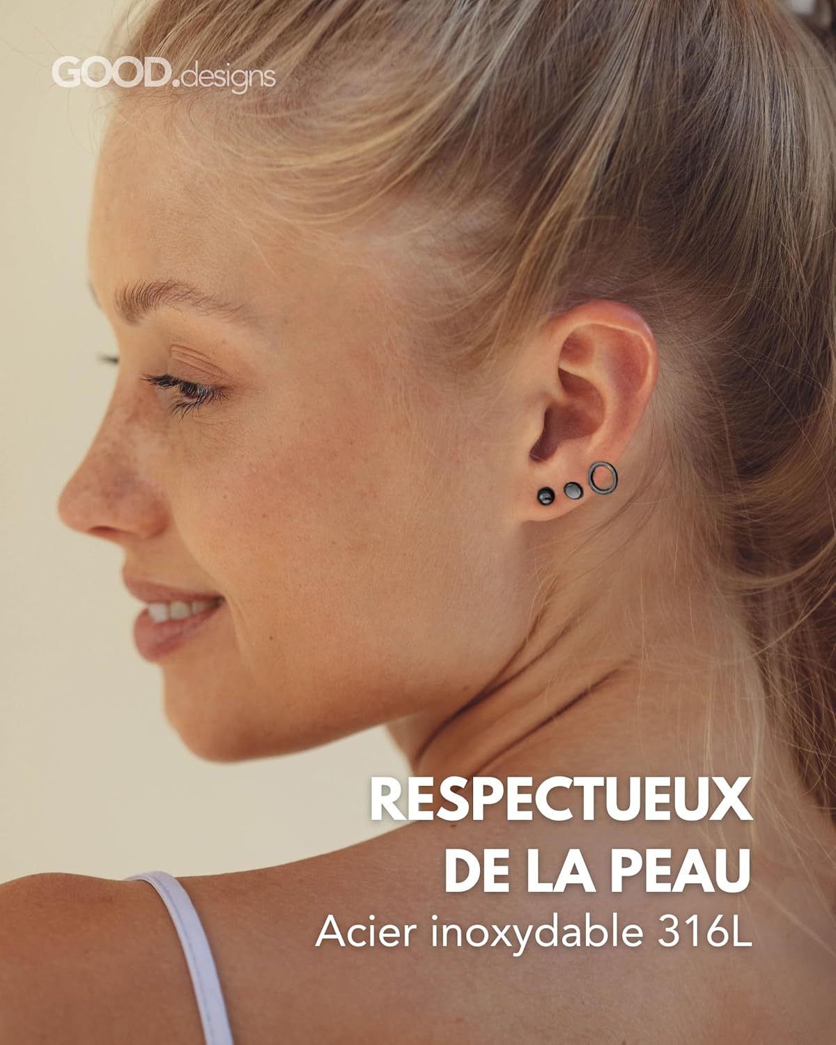 Thumbnail 1 de Set de boucles d’oreilles femme cercles (or rose, or, argent) – boîte cadeau incluse