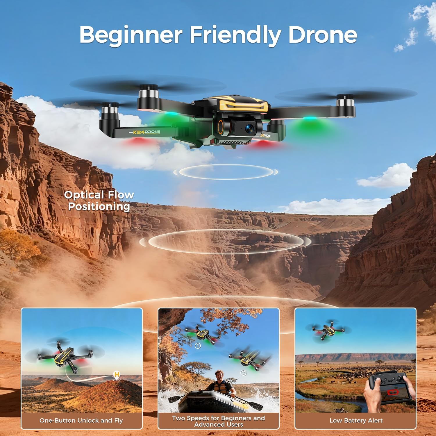 Thumbnail 4 de Drones K24 1080P camera quadcopter with 130° lens