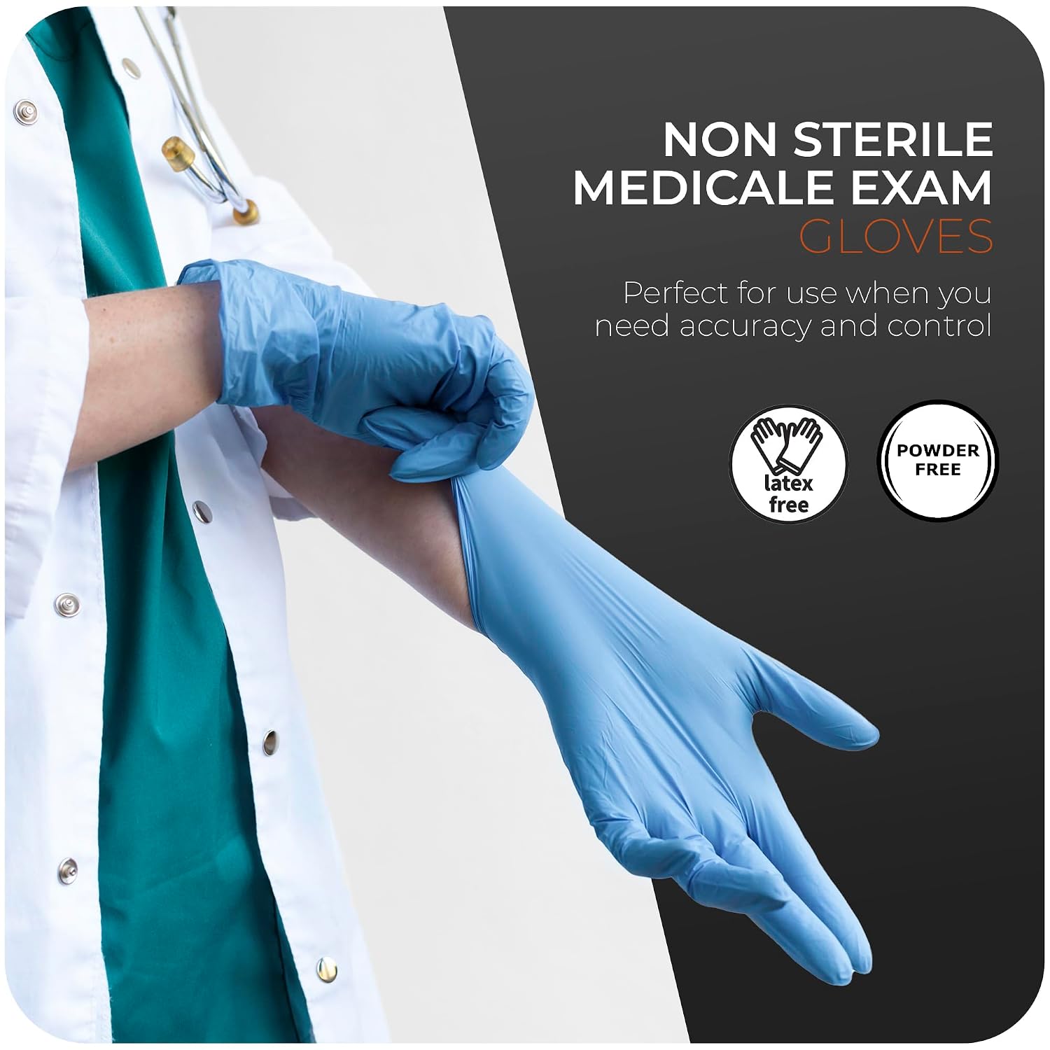 Thumbnail 1 de The Real Touch Blue Professional Nitrile Powder Free Gloves (Medium) – Pack of 100