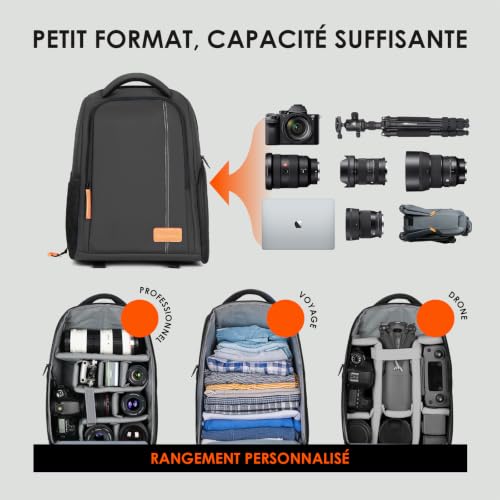 Detalle de TARION Sac à Dos pour Appareil Photo 15L – léger, modulable et prêt pour la rue