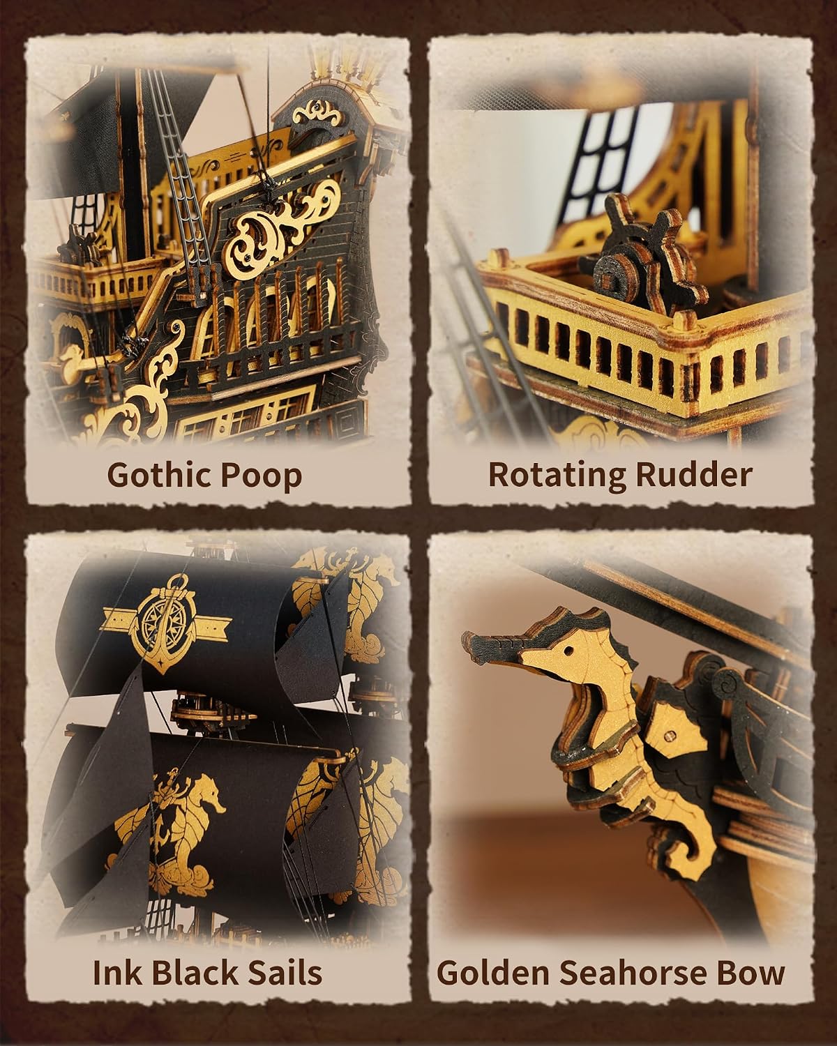Detalle de ROKR The Seahorse Barque MCB02 1:100 model