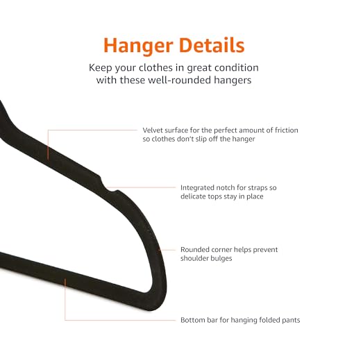 Thumbnail 3 de Amazon Basics Slim Velvet Non-Slip Suit Hangers – Pack of 50 (Black)