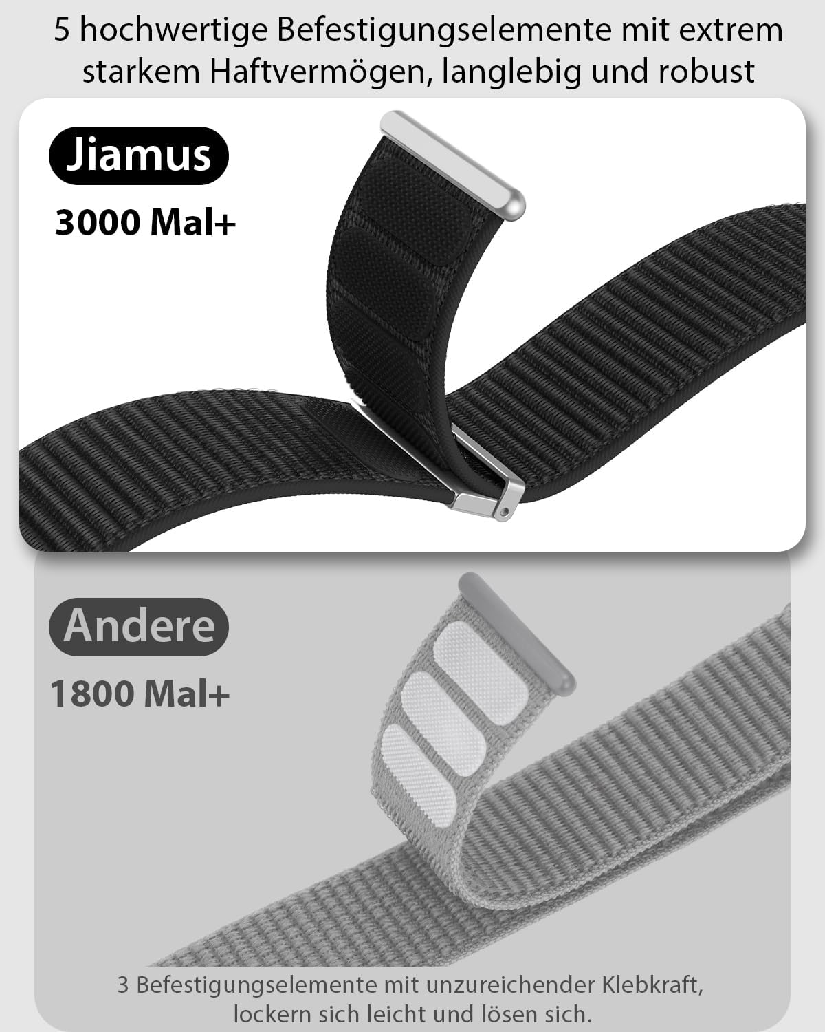 Detalle de 2 Stück Nylon-Armband kompatibel mit Apple Watch – Sport Loop mit Klettverschluss