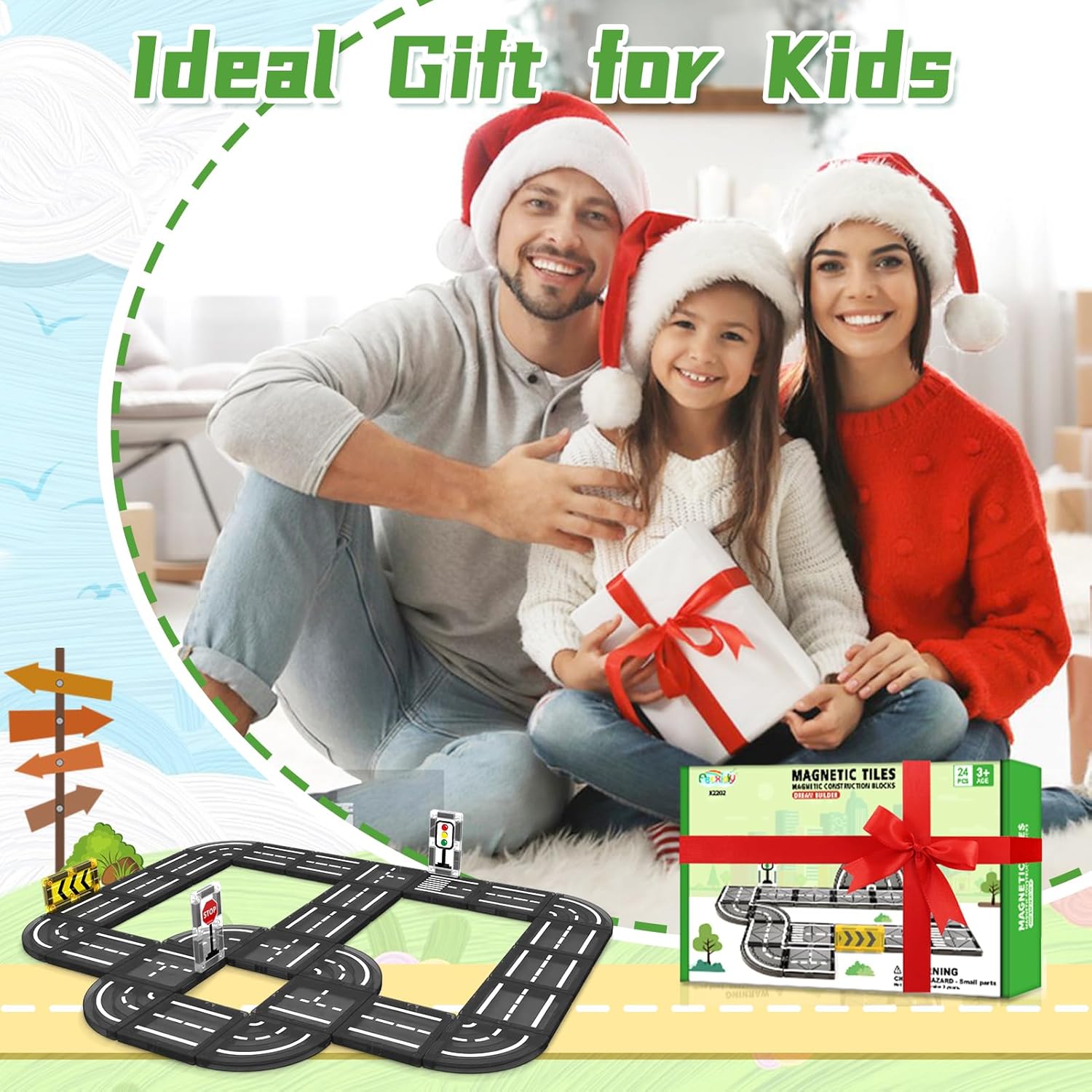 Thumbnail 6 de obakaer Magnetic Tiles Road Building Blocks Set – Ultimate Road Expansion for Magnetic Tile Builders