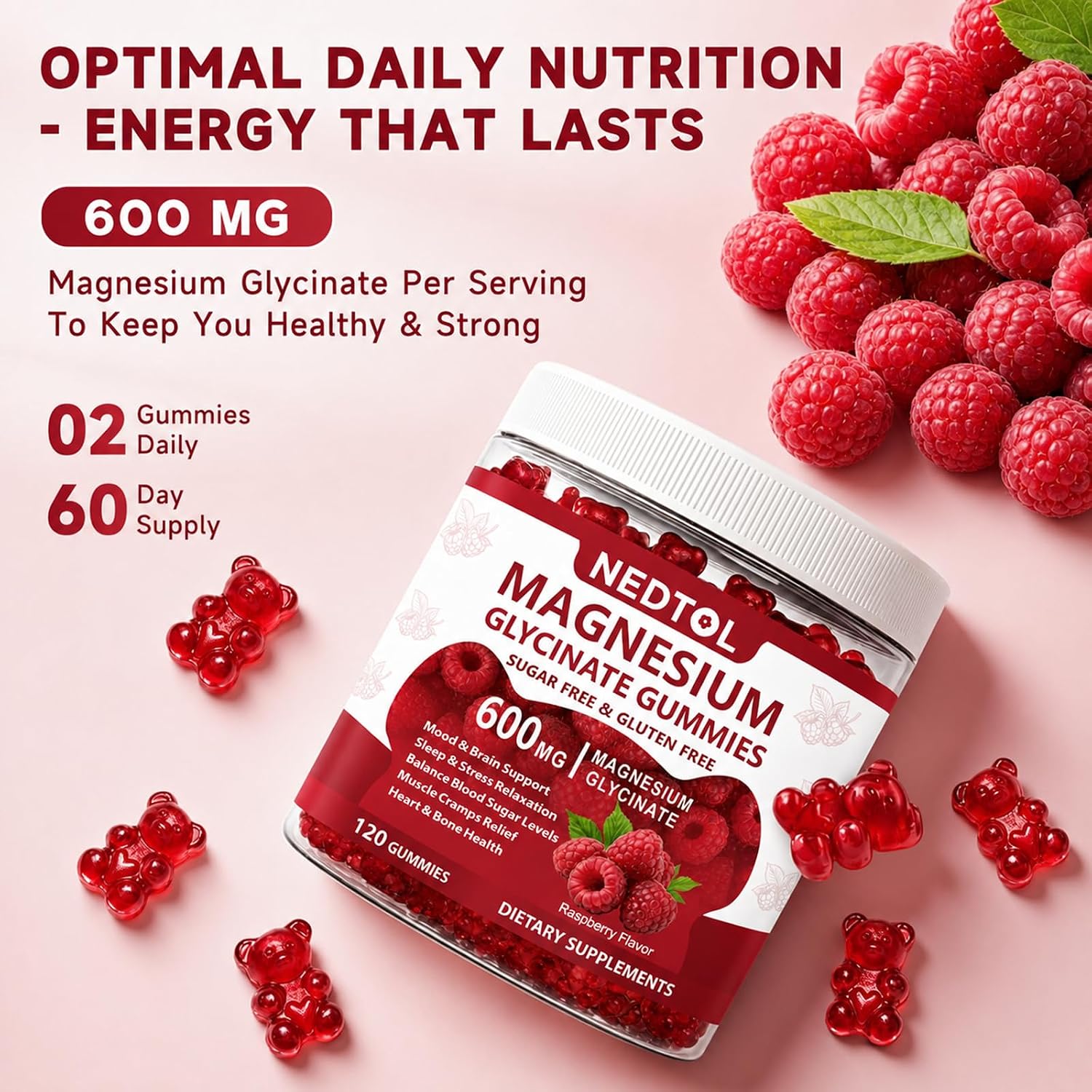 Detalle 1 de Nedtol Magnesium Glycinate Gummies 600 mg
