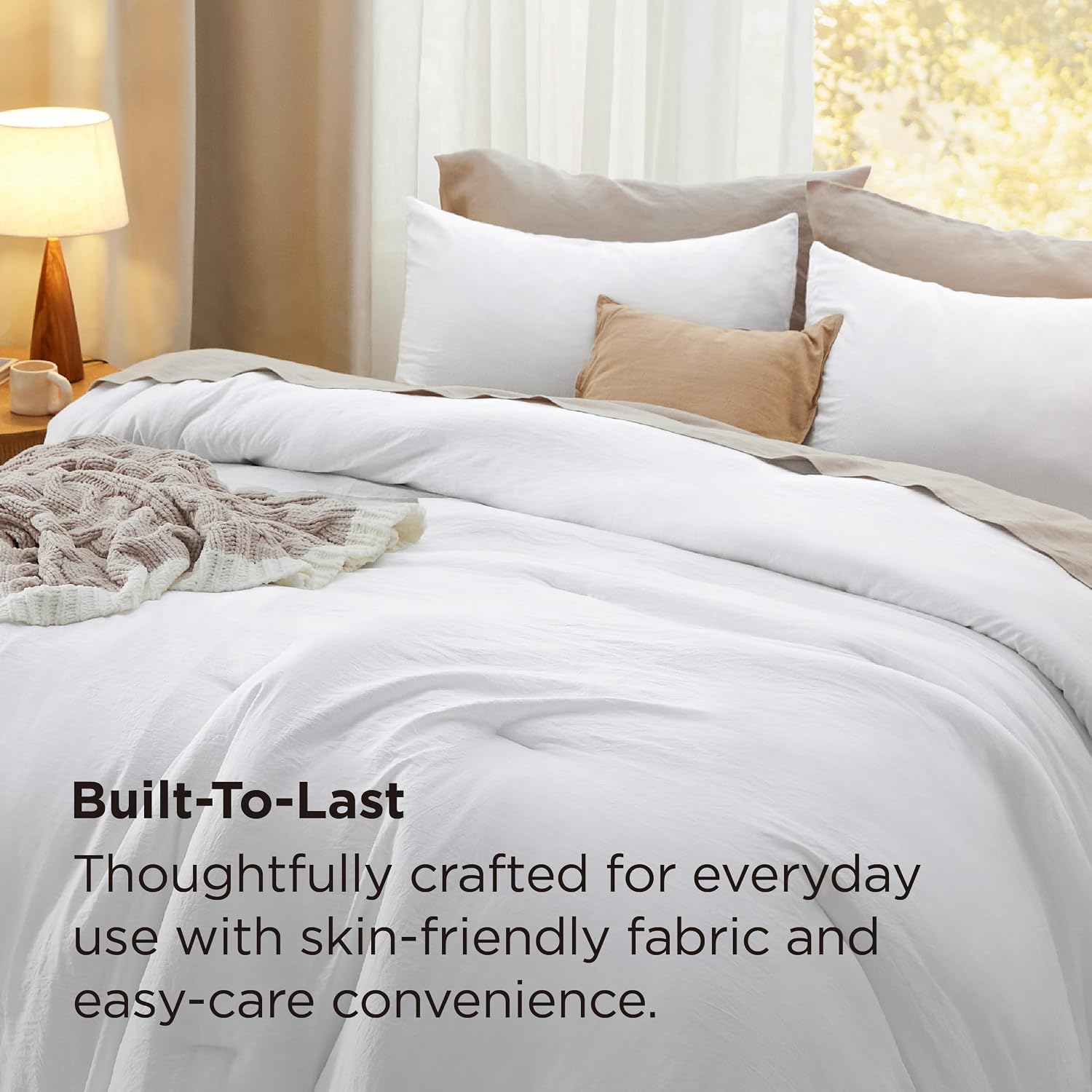Thumbnail 2 de Bedsure BB349B2 King Comforter Set, Prewashed White Polyester Bedding